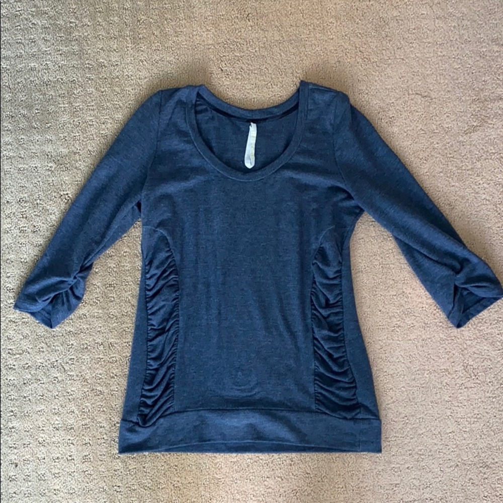 Left Coast Ruched Top with 3/4 sleeves